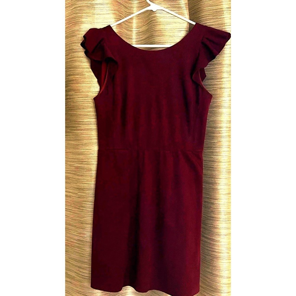 Maroon Above Knee,‎ Ruffle Sleeve, Design Lab Lord & Taylor, Medium